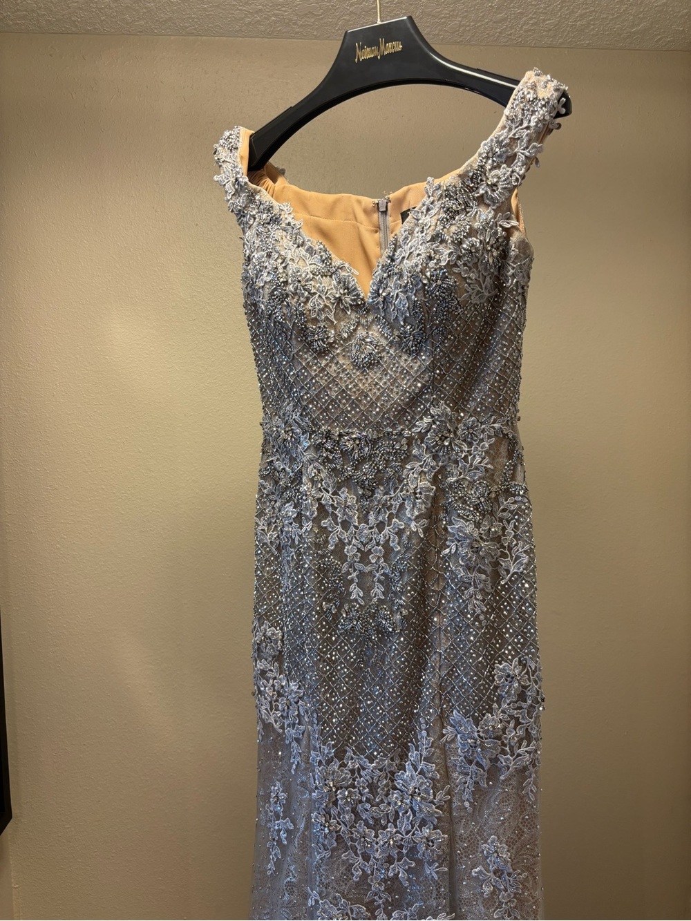 Terani Couture Silver/Nude Beaded Lace Formal - Picture 4 of 16